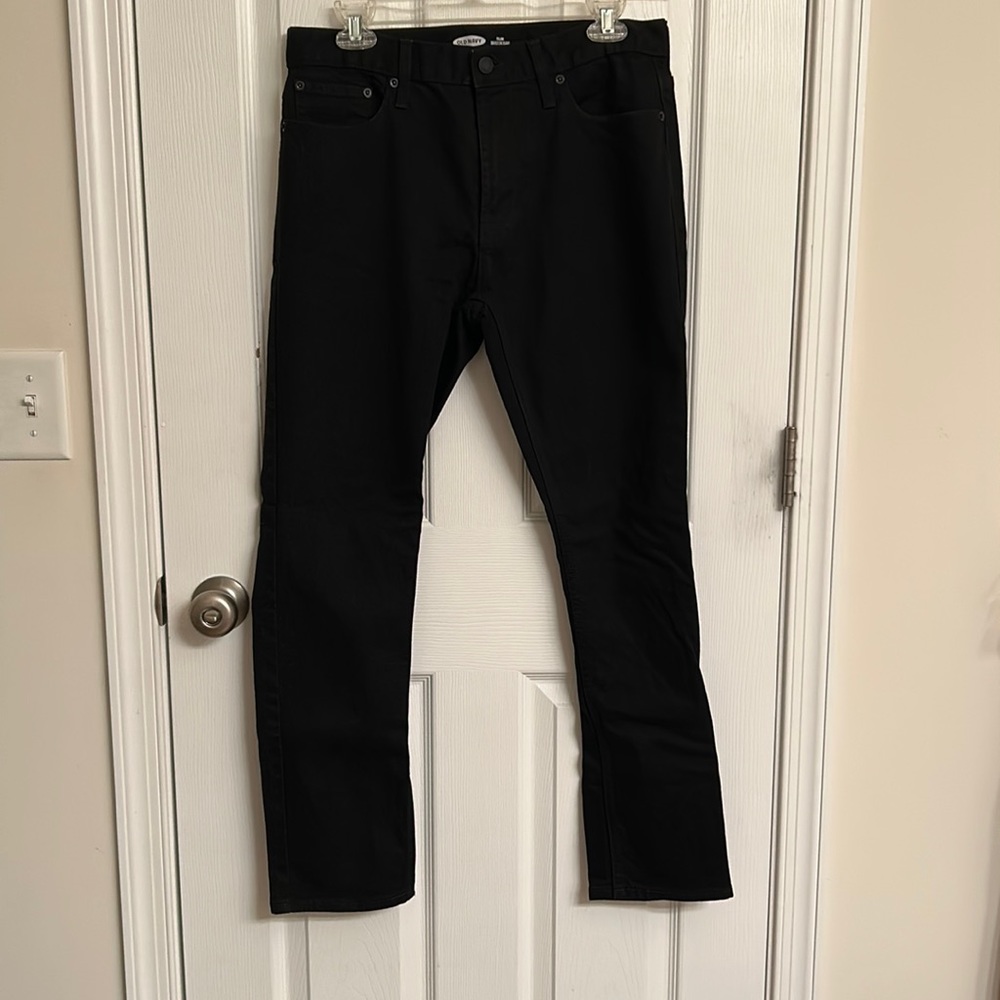 Old Navy Black Slim Built-in Flex Denim Jeans Cotton-blend 31 Waist 30 Length